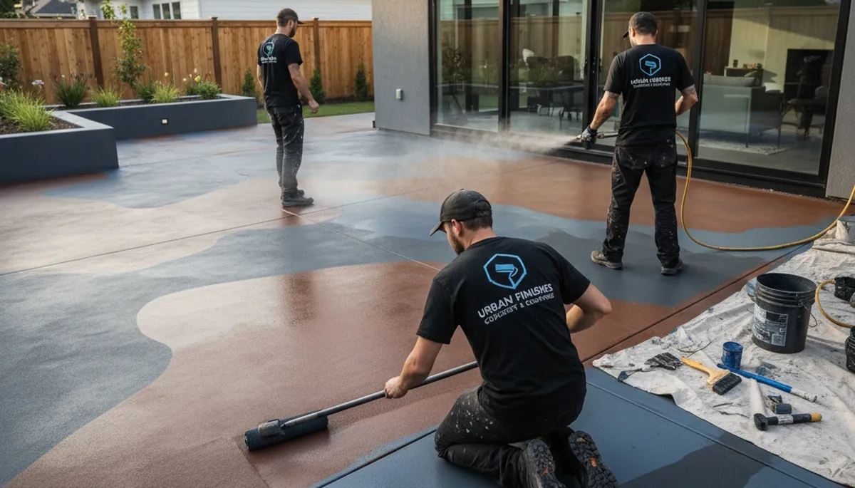 Professional concrete staining on driveway in Lynchburg, VA by local house-painting experts