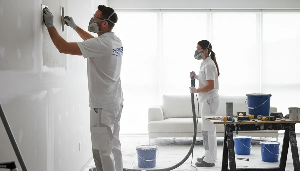 Painter repairing drywall cracks in Lynchburg, VA home for seamless wall restoration and smooth finish