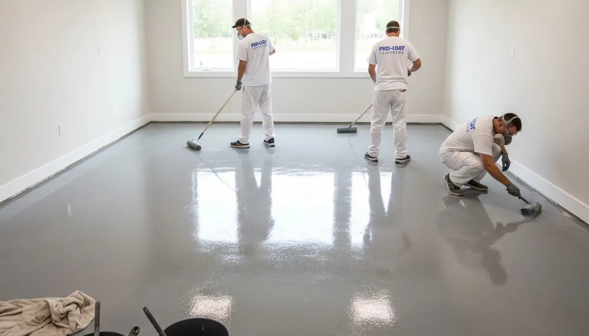 Professional epoxy floor coating in Lynchburg, VA garage by local house-painting experts