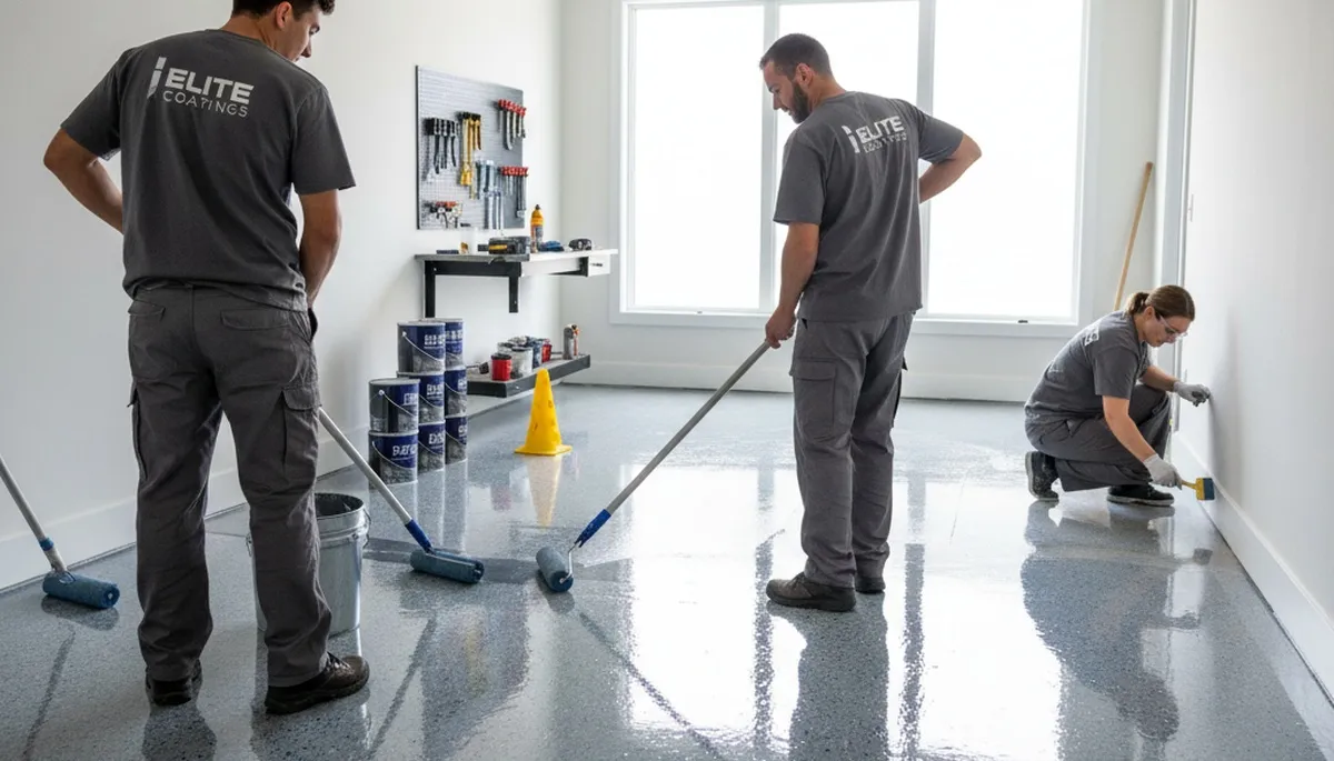 Epoxy garage floor coating applied by professional painters in Lynchburg, VA for a durable finish