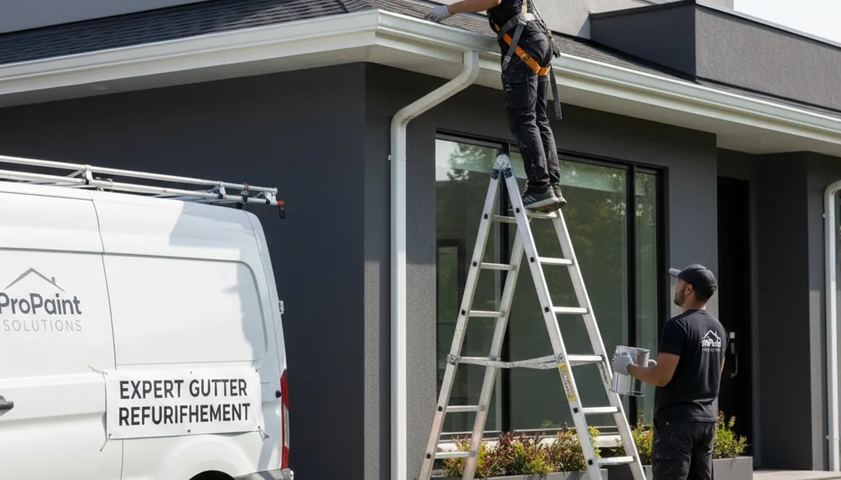 Professional gutter painting on a Lynchburg VA home by expert house painters for lasting curb appeal