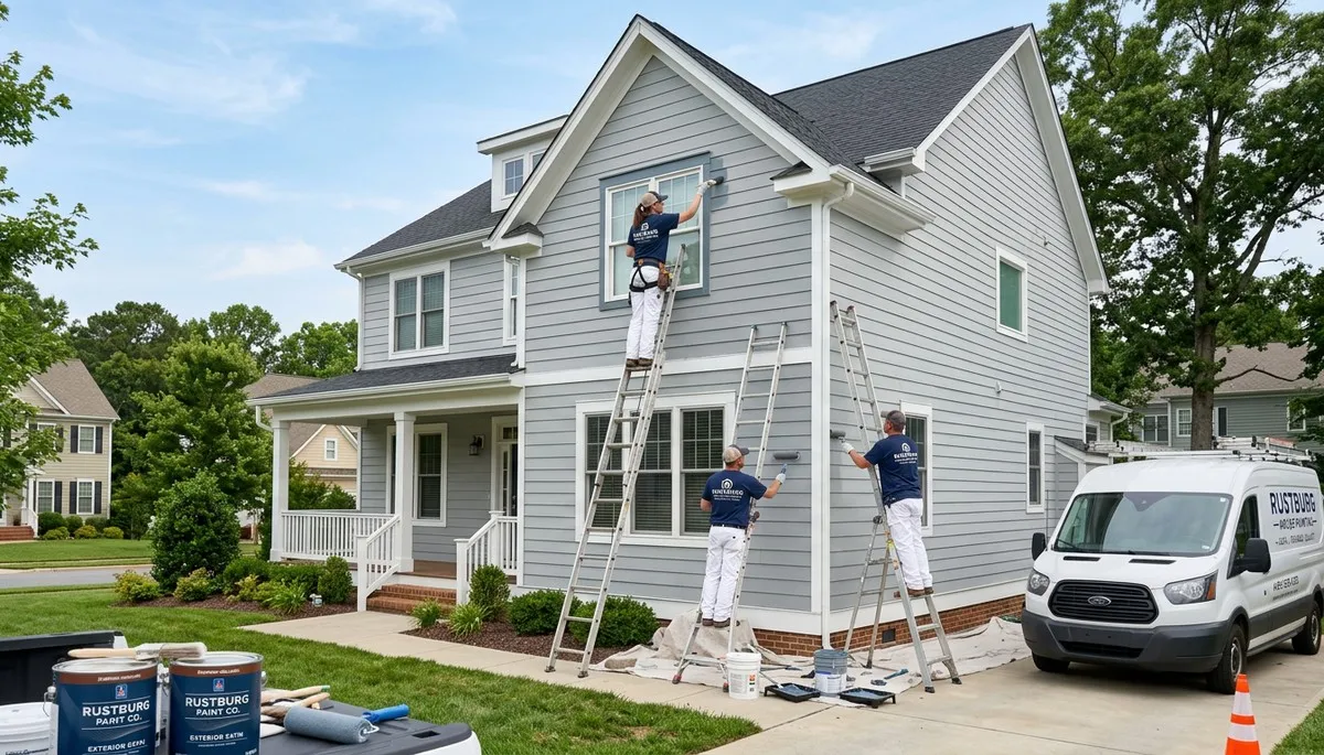 Professional house painters transforming home exterior in Lynchburg, VA