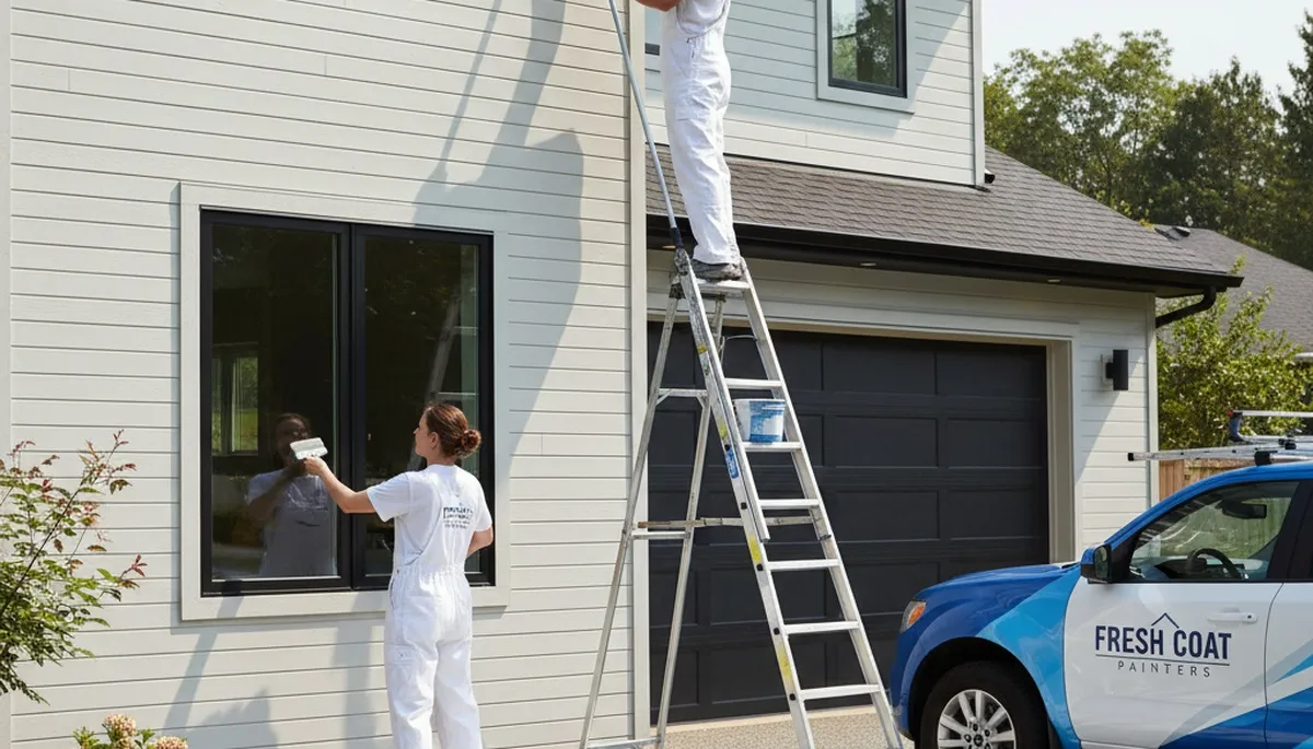 Professional siding painting on Lynchburg VA home by expert local house painters