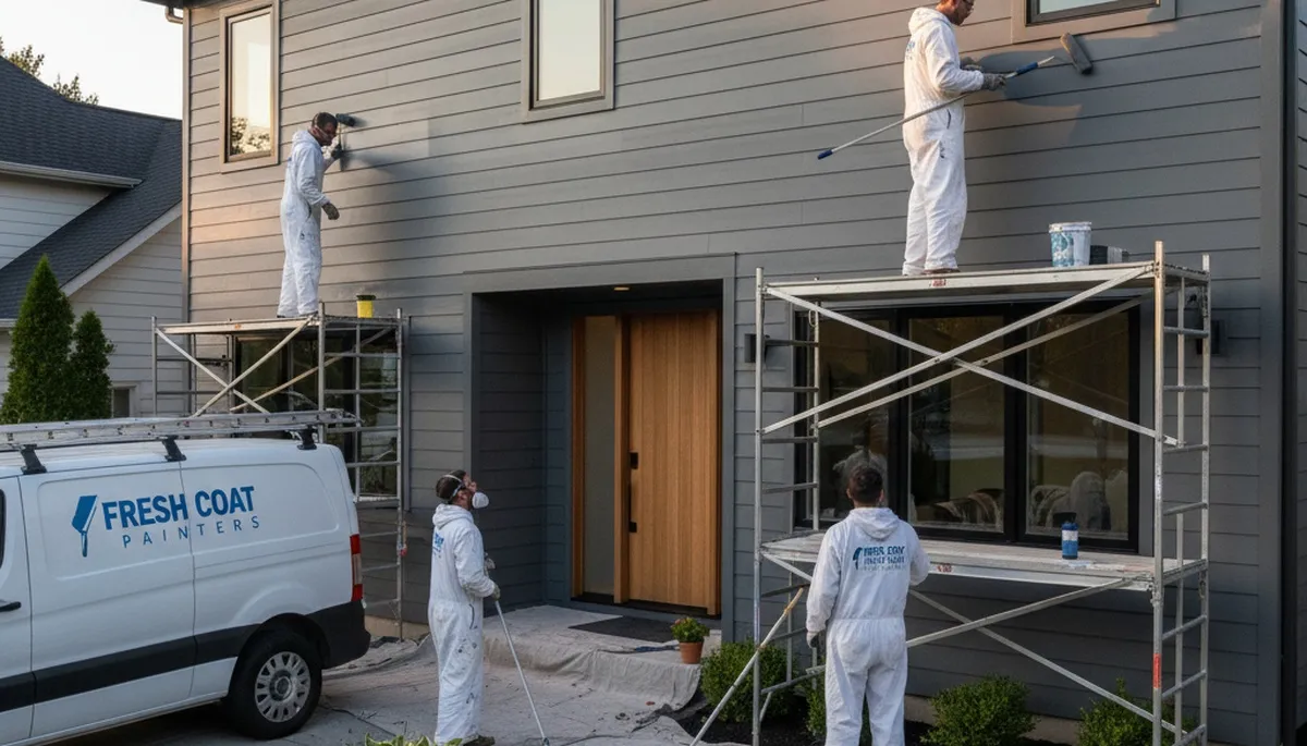 Professional siding painting on Lynchburg VA home by expert exterior house painters