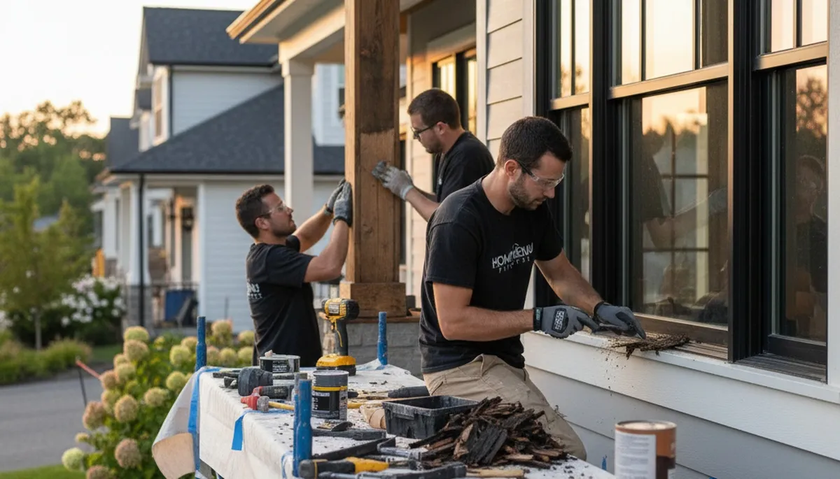 Professional wood rot repair and exterior painting on Lynchburg VA home by expert restoration team