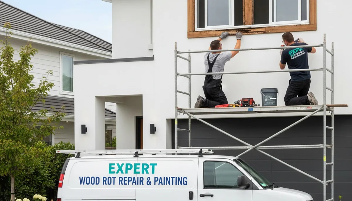 Professional wood rot repair on Lynchburg VA home exterior by expert house painters